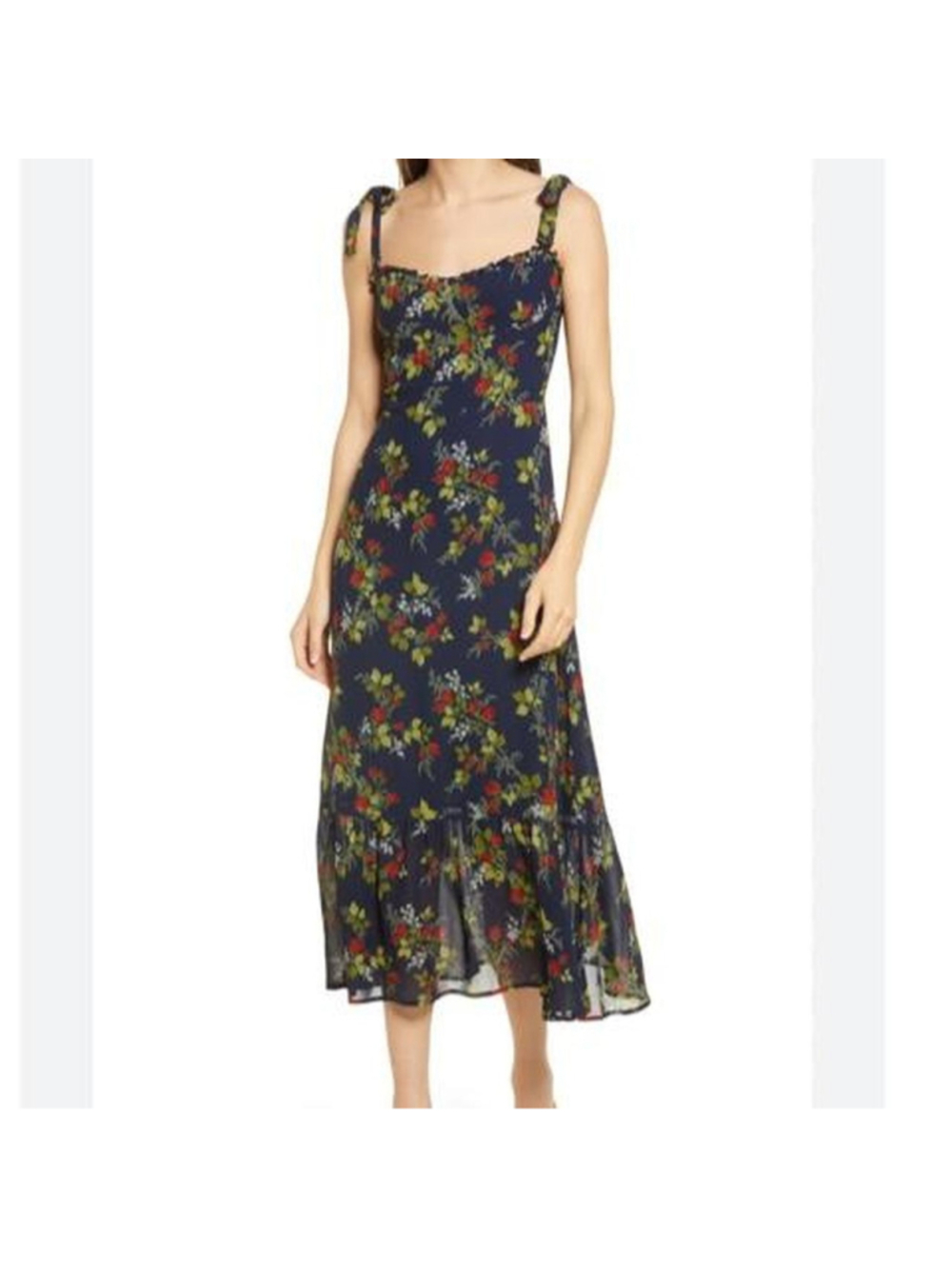 Reformation Nikita Floral Midi Dress in Bordeaux - Size 12